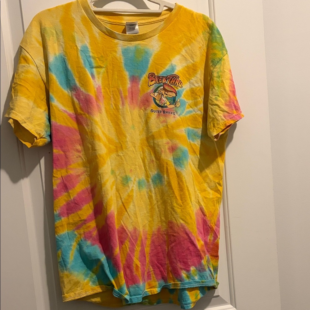 Unique Vintage Tie-Dye T-Shirt - Yellow, Blue, Pink